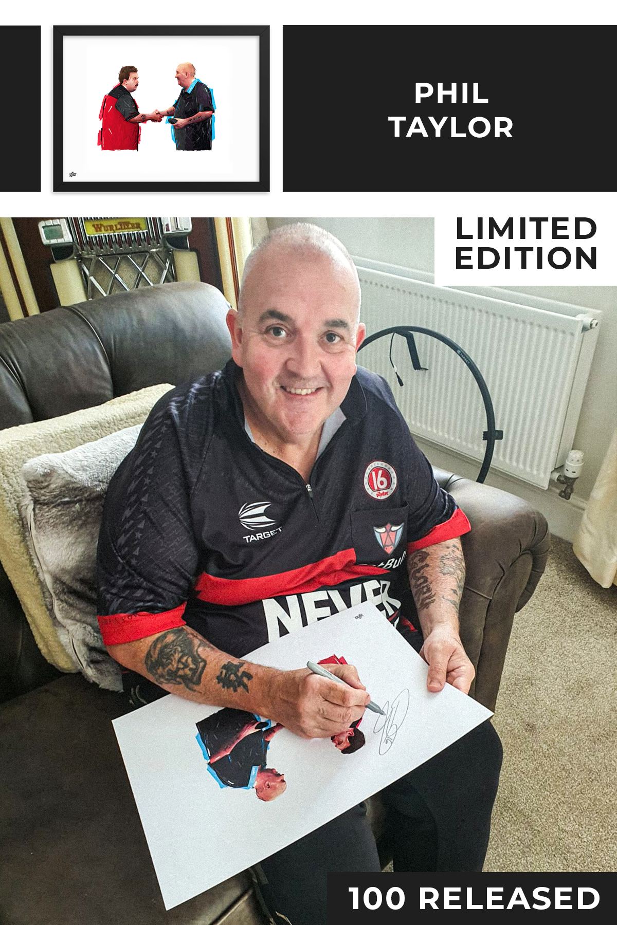 Phil Taylor Legend Edition Signed Art Print - The Dartist