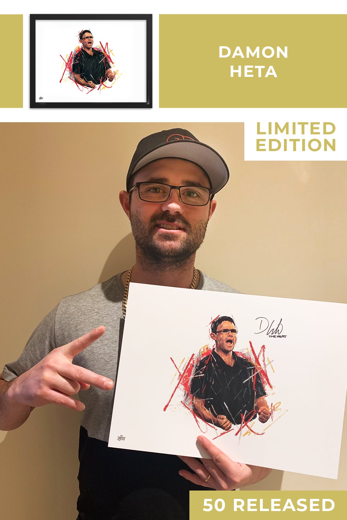 Damon Heta Limited Edition Signed Art Print - The Dartist