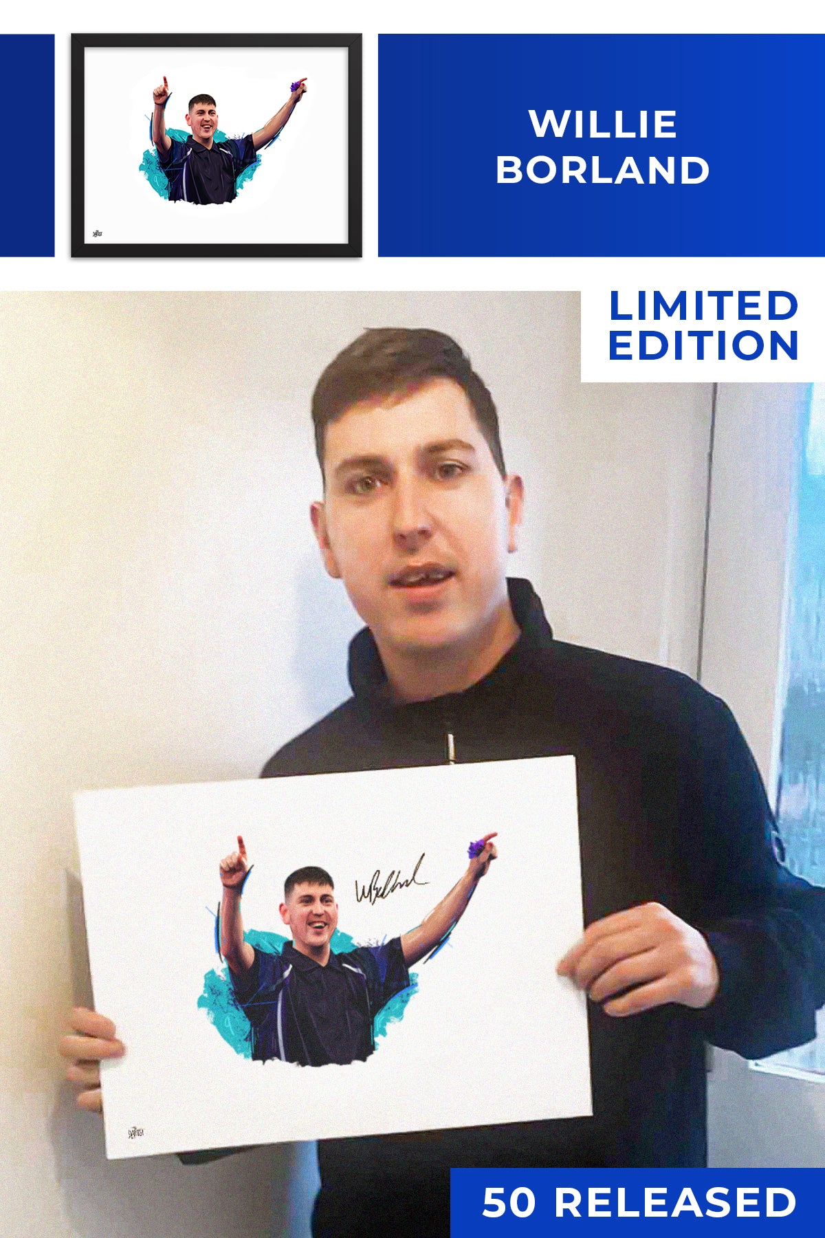 Willie Borland - Nine Dart Finish - Special Edition Signed Art Print - The Dartist