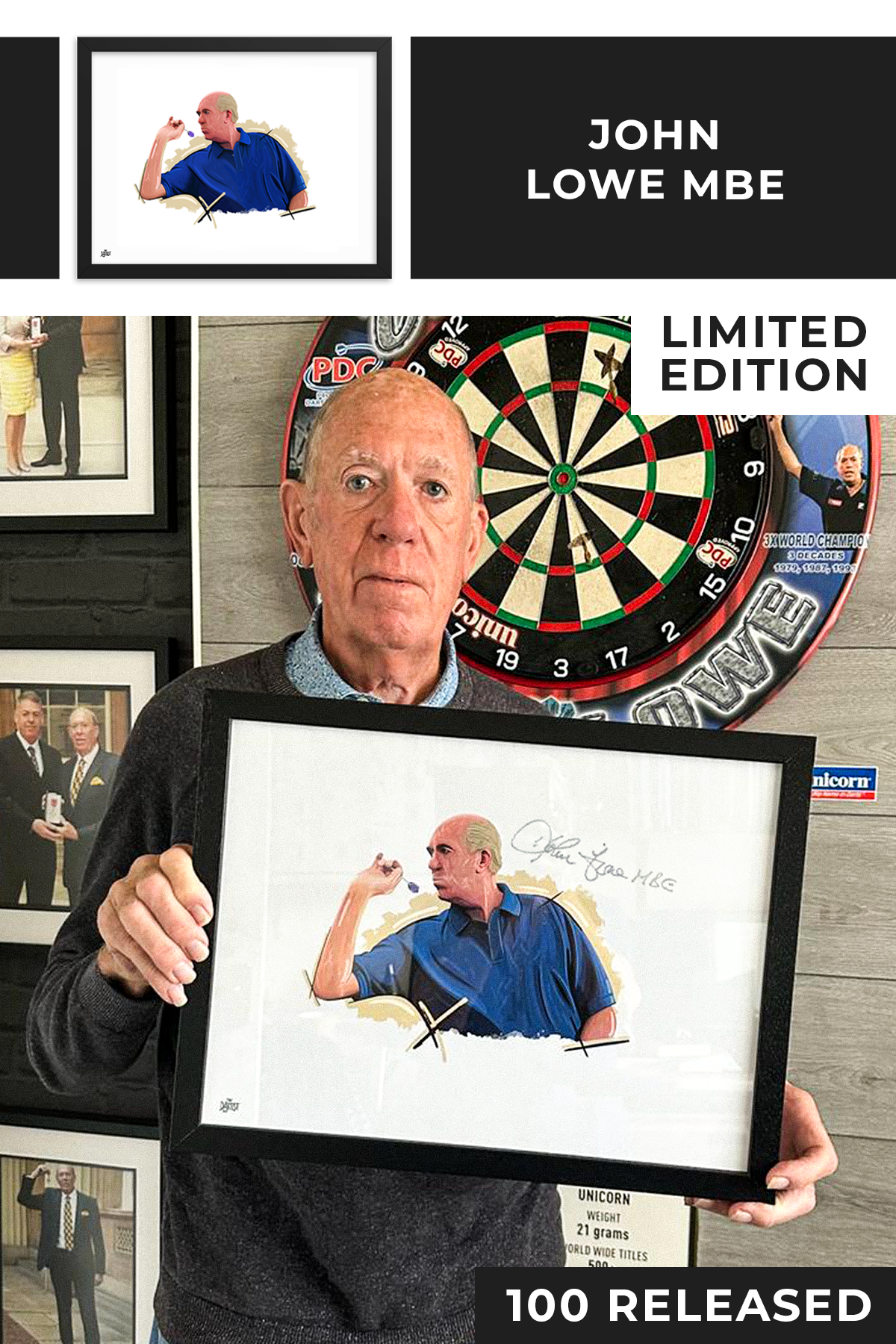 John Lowe MBE Legend Edition Signed Art Print - The Dartist
