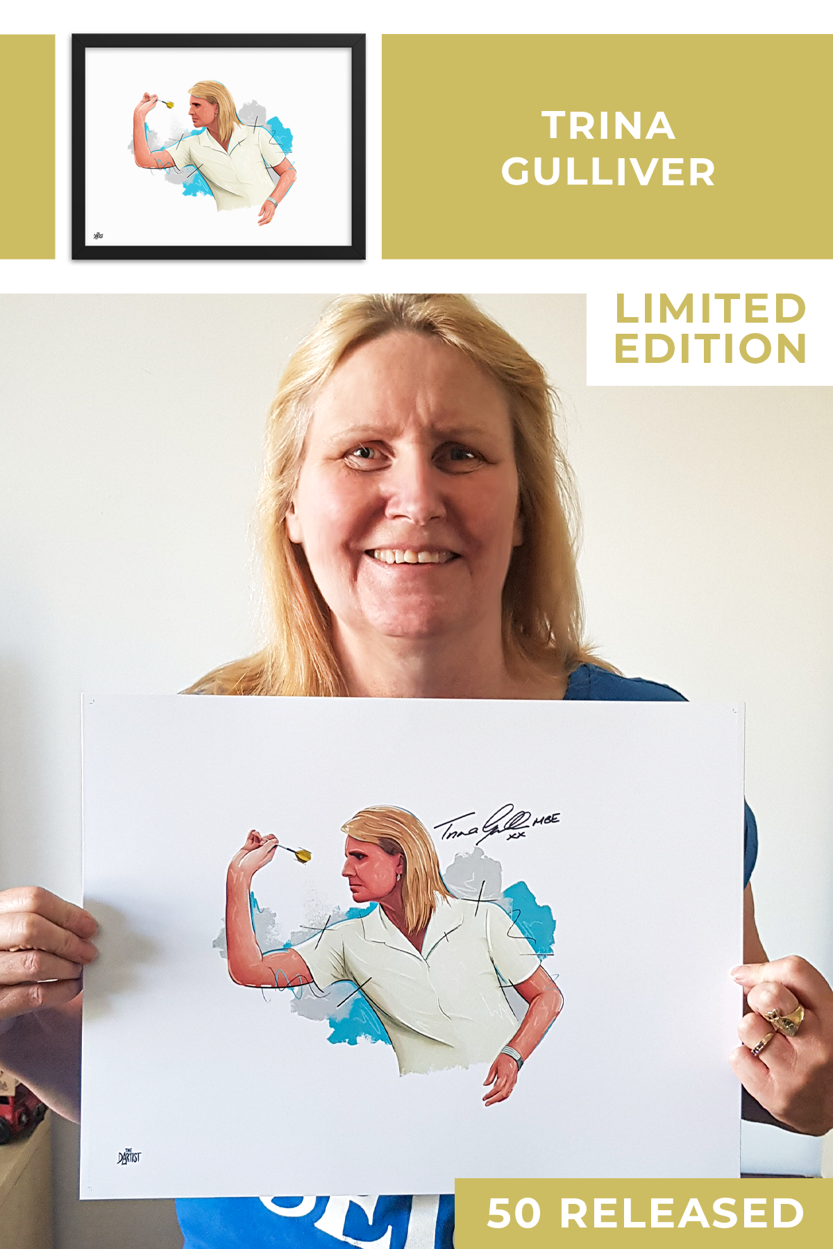 Trina Gulliver MBE Limited Edition Signed Art Print - The Dartist