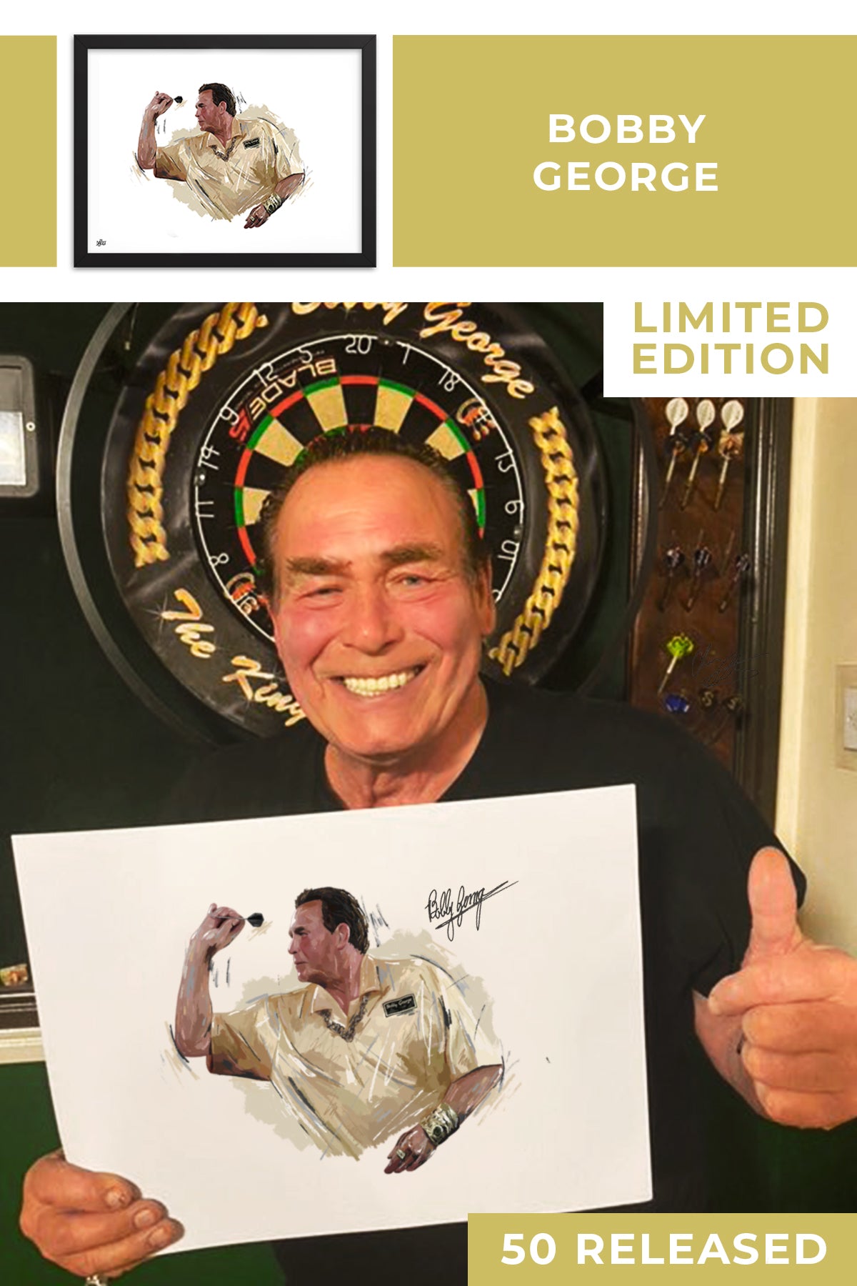 Bobby George Limited Edition Signed Art Print - The Dartist