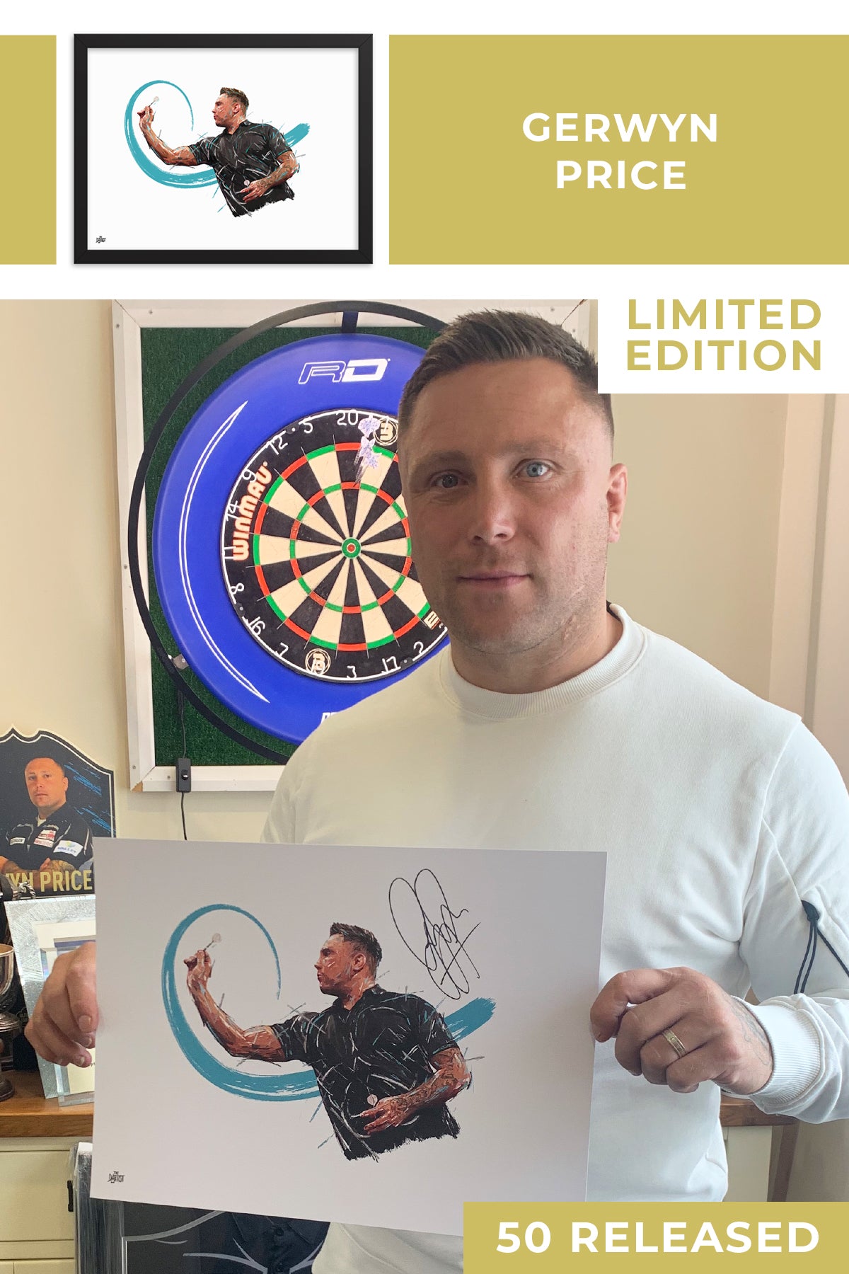 Gerwyn Price Limited Edition Signed Art Print - The Dartist